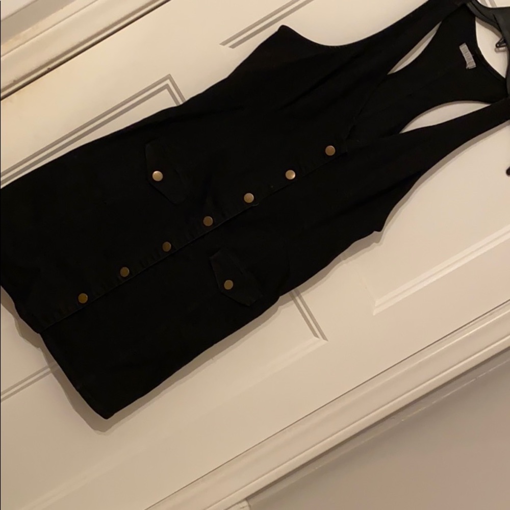 Black denim button down dress